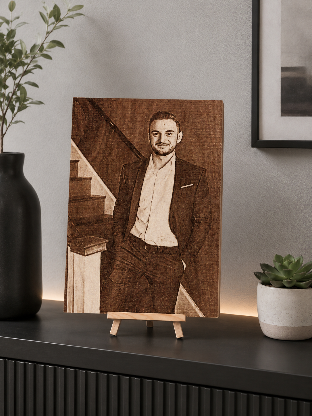 Wood Portrait with Stand