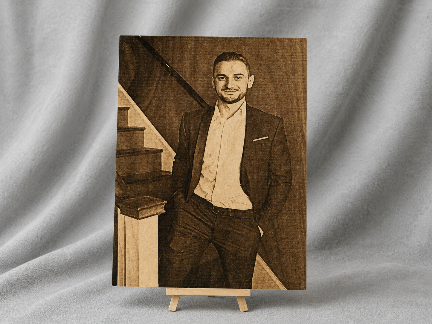 Wood Portrait with Stand