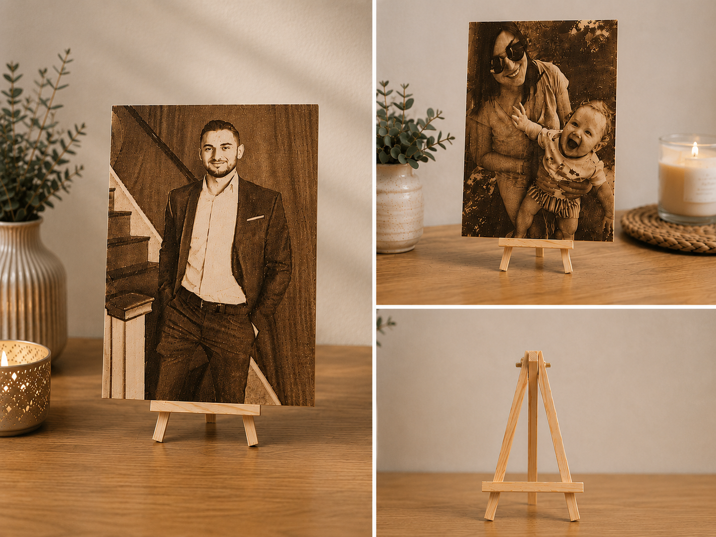Wood Portrait with Stand