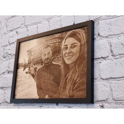 Custom Framed Wood Engraved Portrait – Laser Wall Art